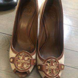 Tory Burch wedge, Size 6.5, more narrow fit, 3.5 inch heel